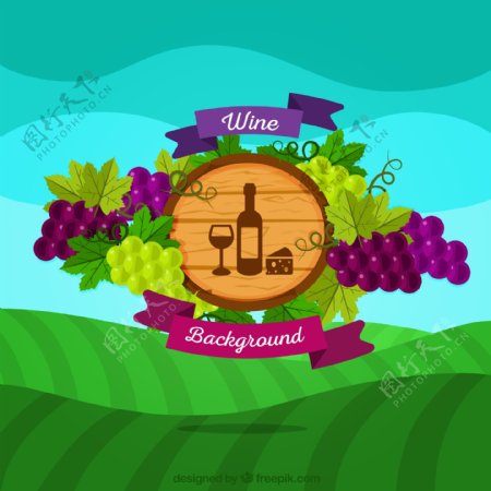 扁平化农场葡萄酒图标