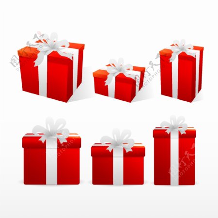 红色精美圣诞礼盒元素设计