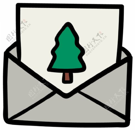卡通圣诞树信件PNG元素