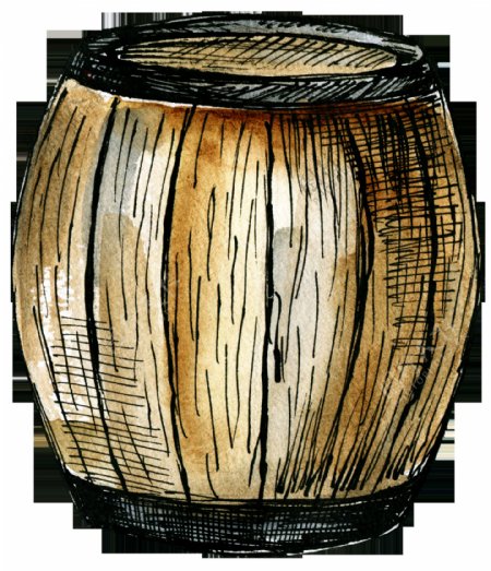 木纹酒桶卡通透明素材