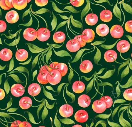 水彩绘水果樱桃背景