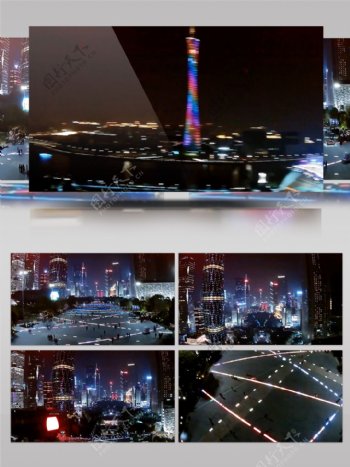珠江新城夜景羊城风光实拍素材
