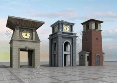3D钟塔楼元素模型