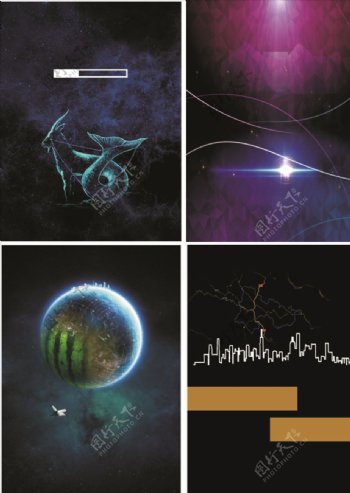 夜空简约炫光科技海报设计背景图