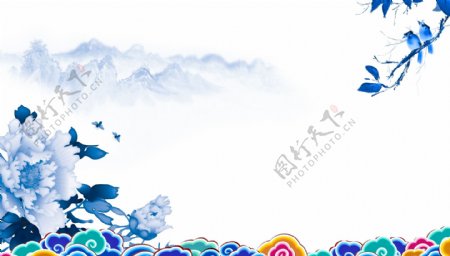 淡雅大气中国新春广告背景展板背景