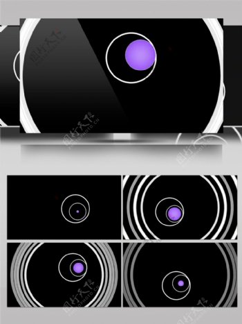 视频素材圆圈白色边框包围紫色球体