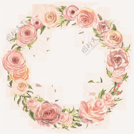 幸福玫瑰花花环透明装饰素材