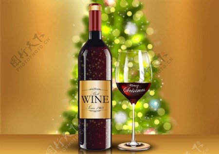 红酒庆祝圣诞节背景