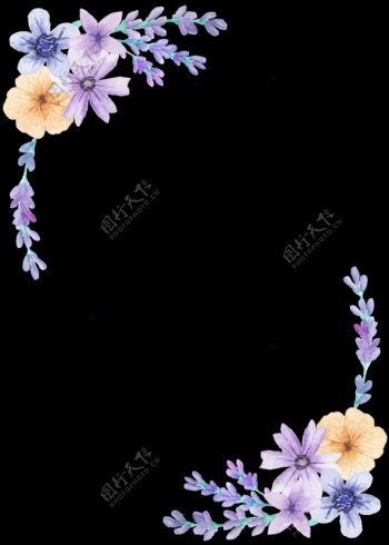 紫色绚丽花卉边框透明装饰素材