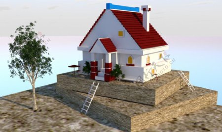 唯美C4D房子模型建模