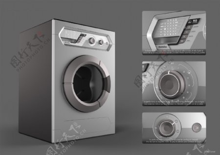 金属感简约洗衣机设计