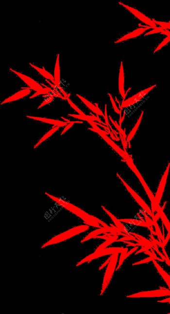 红色竹叶装饰元素图