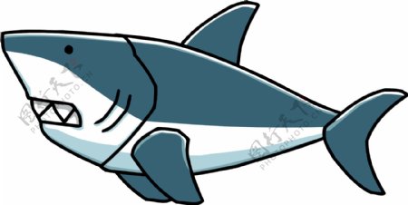 卡通蓝色鲨鱼png元素