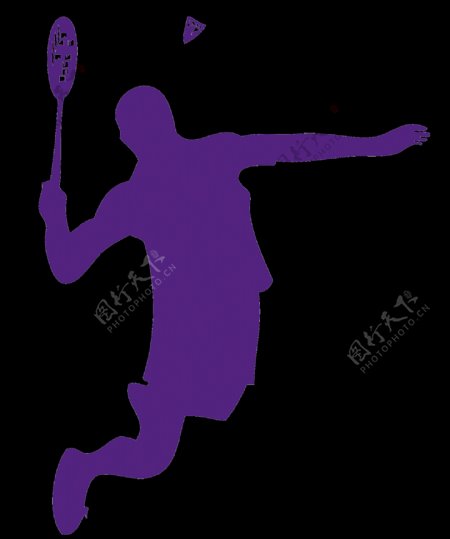 卡通紫色羽毛球运动png元素
