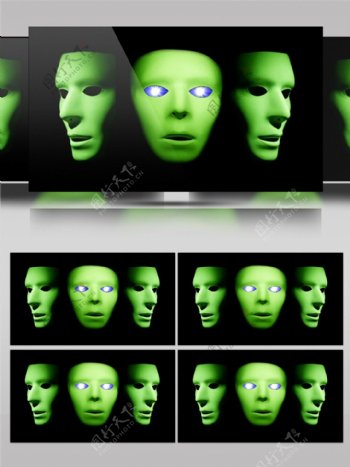 绿色搞笑人体头像高清视频素材