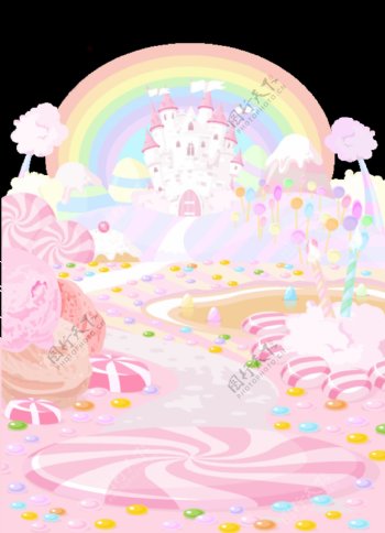 唯美粉色童话乐园图案元素