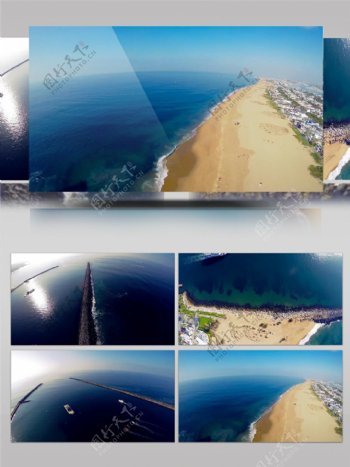 美丽海滨旅游城市航拍视频素材