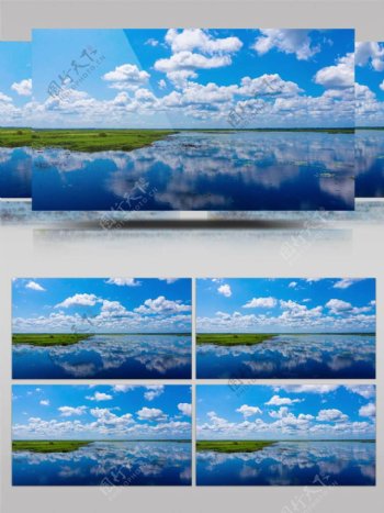 4K超清实拍唯美湖面蓝天视频素材