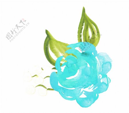 手绘一朵蓝色花朵装饰素材