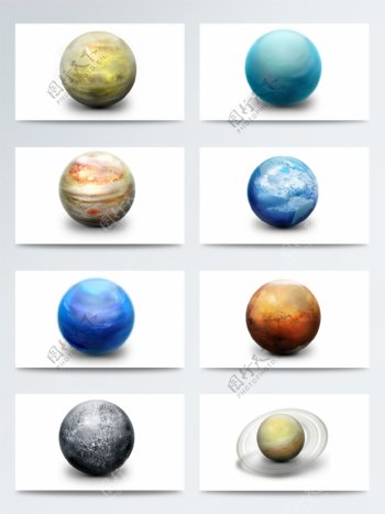 太阳系八大行星图标素材