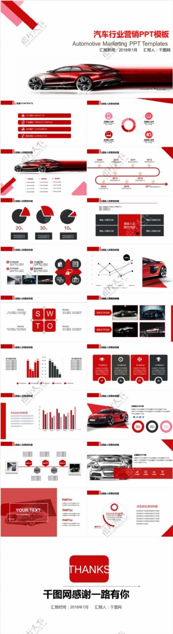 红色商务风汽车行业营销策划PPT模板