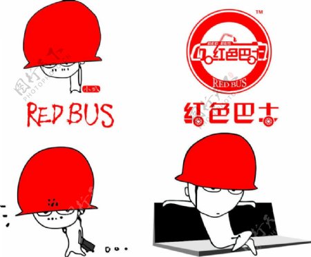 红色巴士logo吉祥物