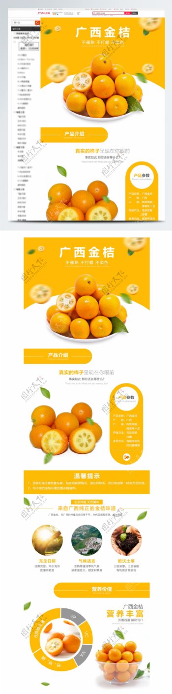 广西金桔黄色水果商品详情页