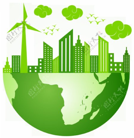 卡通绿色地球家园png元素