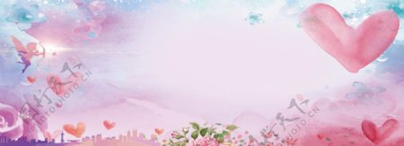 粉蓝色清新花瓣电商海报背景