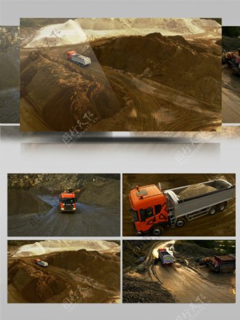 工地大货车运输砂石视频素材