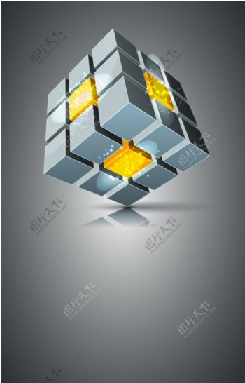 方块组成的魔方背景素材