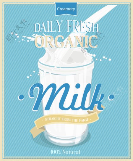 营养美味的牛奶插画