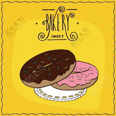 巧克力甜甜圈插画