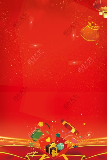 红色狗年春节海报背景设计
