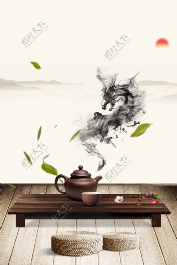 中国风茶叶文化海报背景设计模板