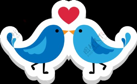 创意蓝色爱情鸟png元素