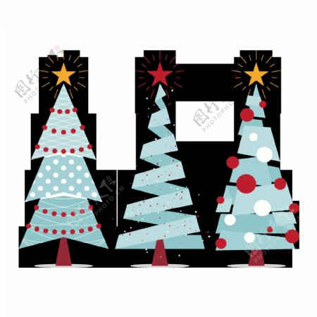 手绘圣诞树装饰元素