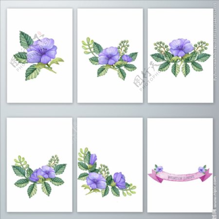 免抠紫色花卉矢量素材