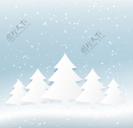 白雪皑皑的圣诞树背景