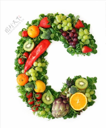 水果蔬菜组成的字母