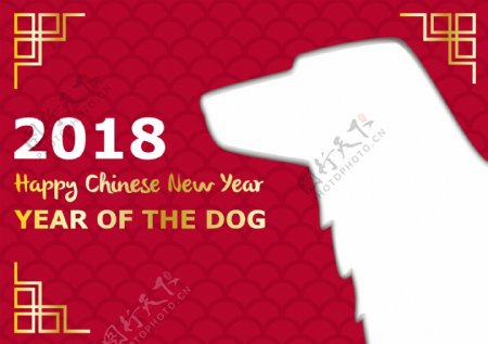 简约创意中国红2018新年海报