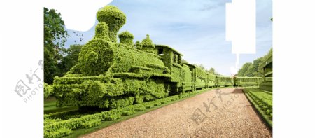 创意绿色火车png元素
