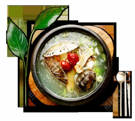 清新雅致清汤砂锅食物元素