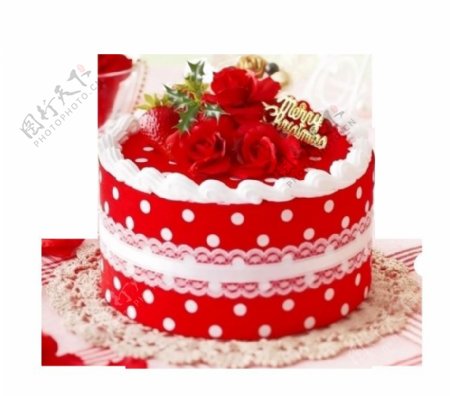 红色双层玫瑰蛋糕图案