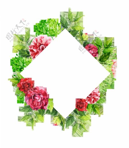手绘菱形花卉PNG透明素材