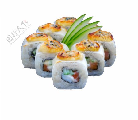 清新简约寿司卷料理美食产品实物