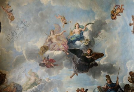 欧式罗浮宫天顶壁画