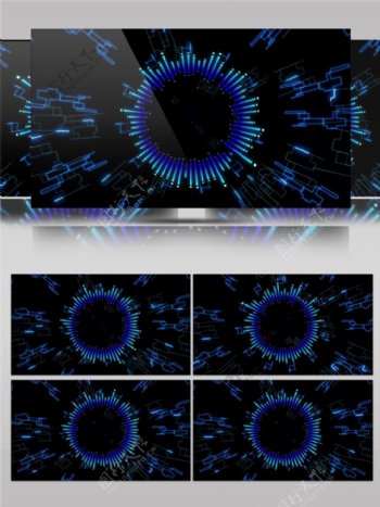 蓝色律动光环视频素材