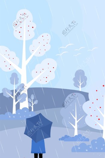 雨水矢量插画风格AI格式