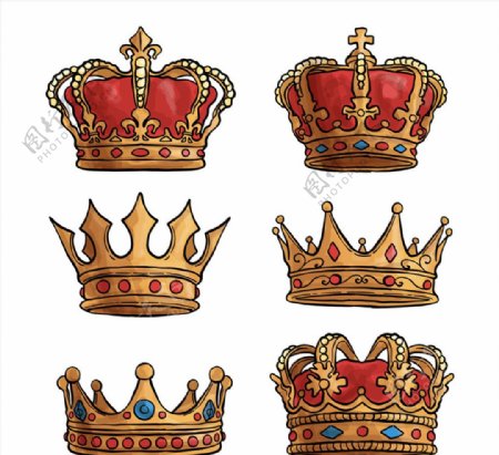 6款手绘皇冠设计矢量素材